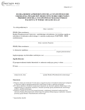 Medical Consent Form for Minors 16-18