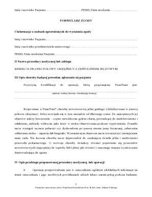 Medical Consent Form for Right Hemicolectomy