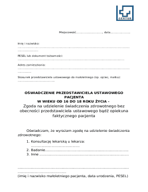 Medical Consent Form for Minors