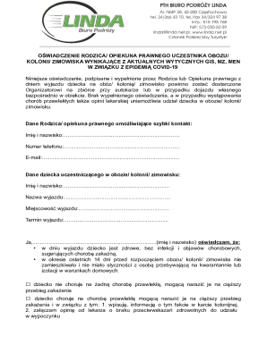 Parent Guardian Consent Form for Camp COVID-19