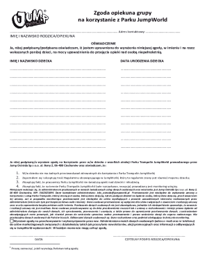 Guardian Consent Form for JumpWorld Park