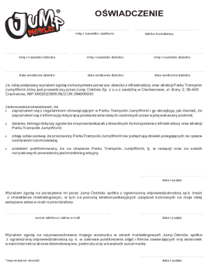 Child Consent Form for Trampoline Park