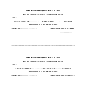 Child Independent Return Consent Form
