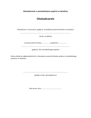 Child Independent Return Consent Form