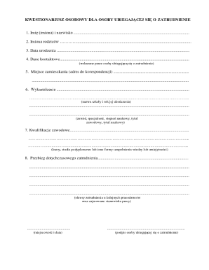 Employment Application Form