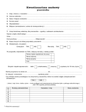 Employee Personal Questionnaire