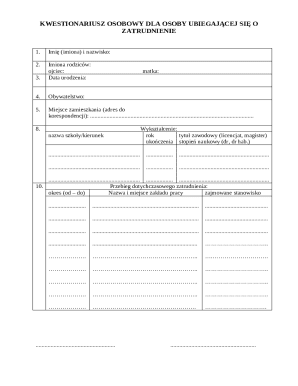 Employment Application Form