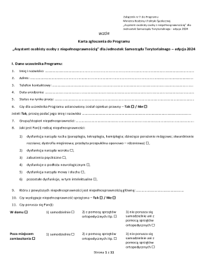 Personal Assistant Program Application Form for Disabled Persons