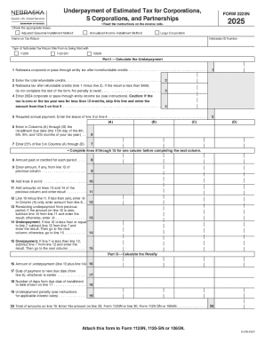 Nebraska Underpayment of Estimated Tax Form 2220N