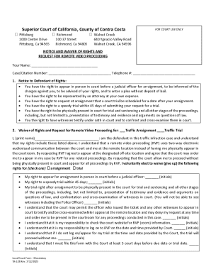 California Traffic Arraignment Waiver Form