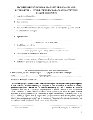 Employee Personal Questionnaire