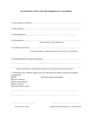 Employment Application Form