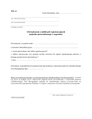 Vehicle Registration Declaration Form