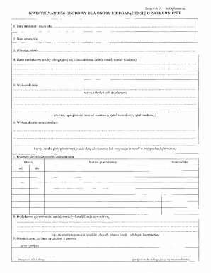Personal Questionnaire for Employment Application