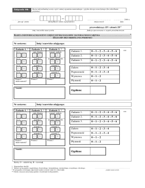 Polish Matura Oral Exam Scorecard