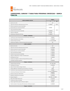 Comisiones y Tasas para Personas Jurídicas