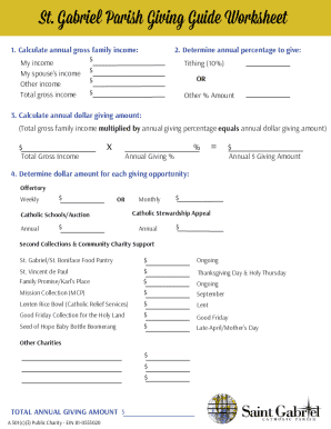 St. Gabriel Parish Giving Guide Worksheet