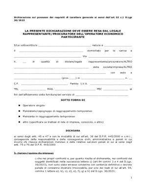 Italian General Requirements Declaration Form