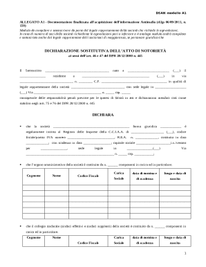 DSAN Modello A1 Antimafia Declaration