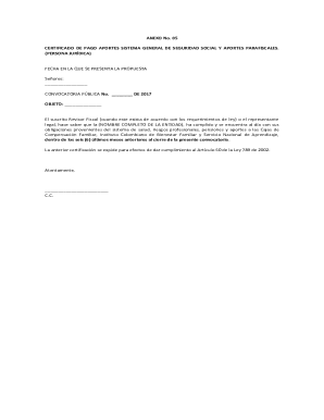 Colombia Social Security Payment Certificate