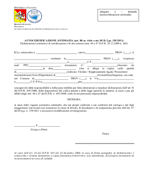 Italian Antimafia Self-Certification Form