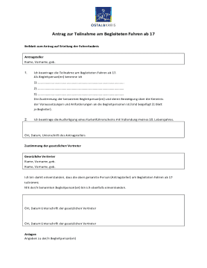 Begleitetes Fahren ab 17 Antrag