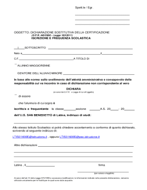 Italian School Attendance Declaration Form