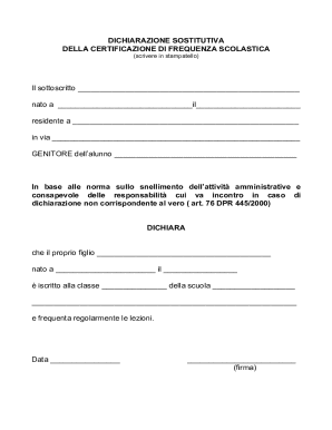 Italian School Attendance Declaration Form