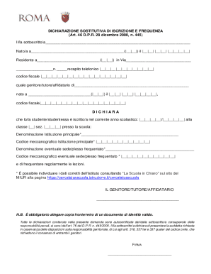 Italian Student Attendance Declaration Form