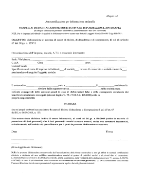 Italian Antimafia Self-Certification Form