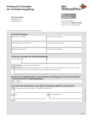 German Verhinderungspflege Application Form