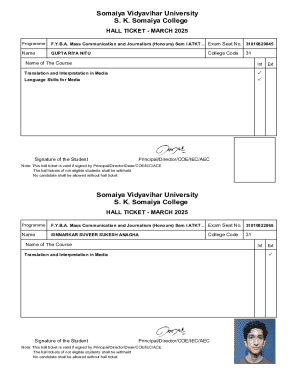 Hall Ticket - March 2025