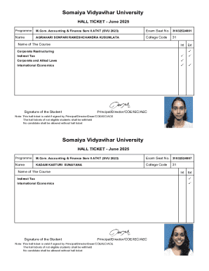 Somaiya Vidyavihar University Hall Ticket