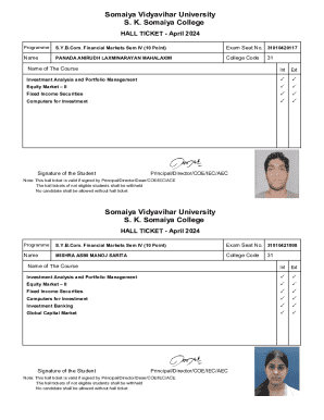 Somaiya Vidyavihar University Hall Ticket