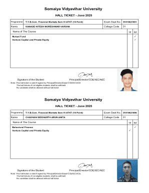 Somaiya Vidyavihar University Hall Ticket