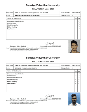 Somaiya Vidyavihar University Hall Ticket