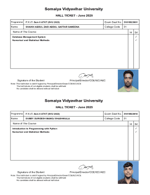 Somaiya Vidyavihar University Hall Ticket