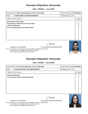 Somaiya Vidyavihar University Hall Ticket