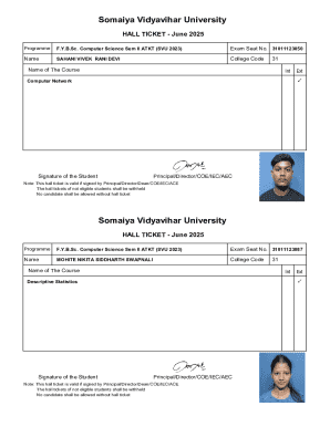Somaiya Vidyavihar University Hall Ticket