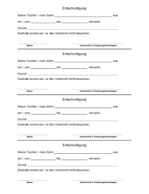 School Absence Excuse Note
