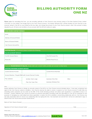 Billing Authority Form