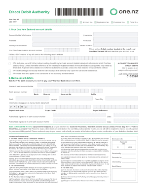 One New Zealand Direct Debit Authorization Form
