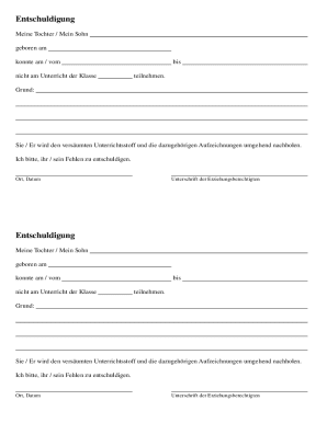 School Absence Excuse Note