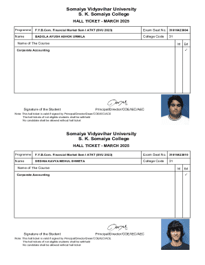 Hall Ticket - March 2025