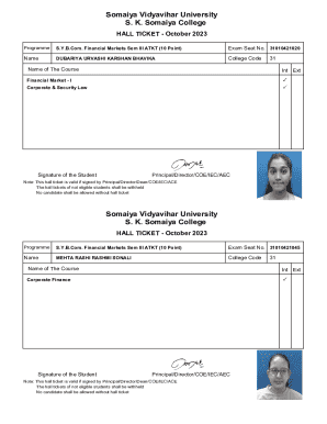 Hall Ticket - October 2023