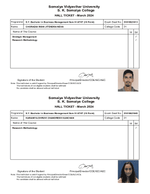 Somaiya Vidyavihar University Hall Ticket
