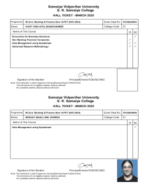 M.Com. Banking & Finance Hall Ticket