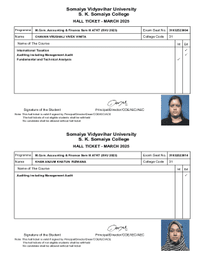 Hall Ticket - M.Com. Accounting & Finance Sem III ATKT