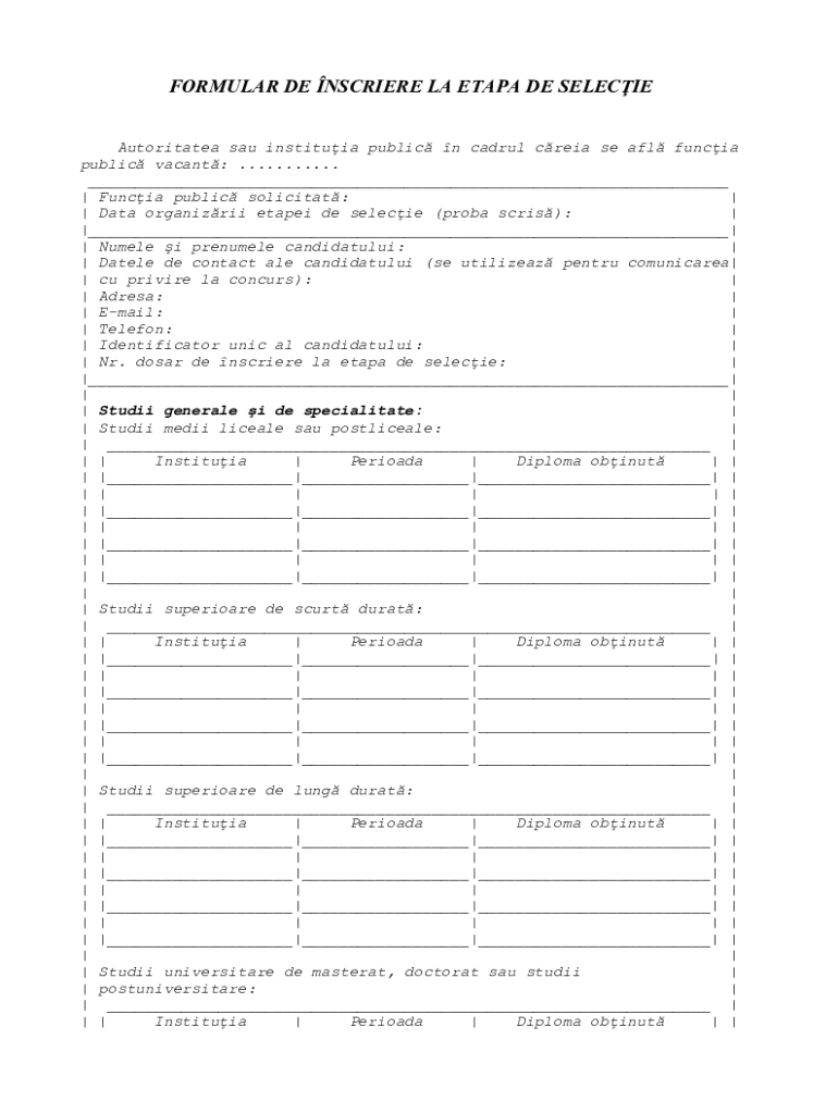 Romanian Public Sector Job Application Form - Blank Fillable Template ...