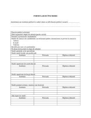 Romania Public Sector Job Application Form